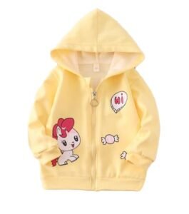 Bold N Elegant Kid’s Cartoon Bunny Print Winter Warm Fleece Sweatshirt Hoodie for Infant Toddler Baby Boy n Girl