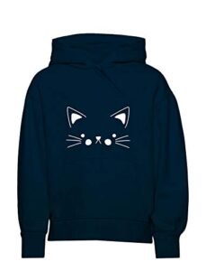 More & More Unisex Kid’s Cotton Hoodie Sweatshirt with Pocket Full Sleeves Hooded Neck Solid Pattern Cat Theme Regular Fit and Standard Length | Kids Hoodies for Casual
