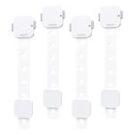AMAZARA Child Safety Locks – Adjustable Baby Proofing Locks for Cabinets, Drawers, Fridge, Toilets | Strong 3M Adhesive | Easy No-Drill Install | Pack of 4 – White