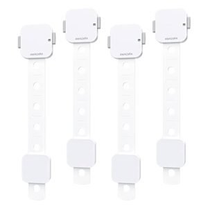 AMAZARA Child Safety Locks – Adjustable Baby Proofing Locks for Cabinets, Drawers, Fridge, Toilets | Strong 3M Adhesive | Easy No-Drill Install | Pack of 4 – White