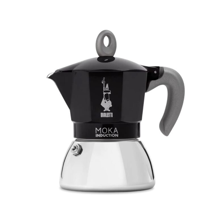 Bialetti Moka Induction 2-Cup Espresso Maker –Black 90 ml Stovetop Coffee Pot, Suitable for All Types of Hobs Including Induction, Stainless Steel Base with Aluminum Upper, Compact Italian Moka Pot