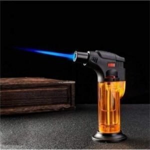 Windproof Platinum Series Jet Flame Blow Gun Thrower Torch Lighter Barbeque Lighter with Stand,Plastic