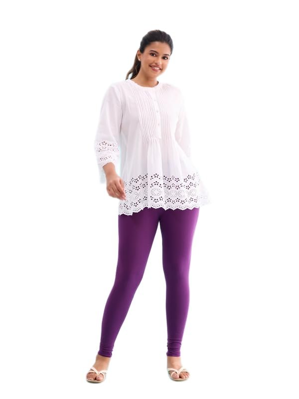 GO COLORS Soft Cotton Stretch Ankle Length Leggings for Women | Breathable