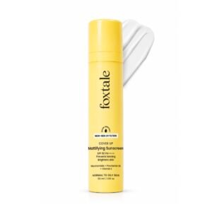 Foxtale SPF 50 PA++++Gel-Cream Sunscreen for Oily Skin with Niacinamide | Oil free, UVA UVB Protection, Prevents Tan | Lightweight, Pore-minimising, No White Cast | All Skin Type, Men & Women – 50ml