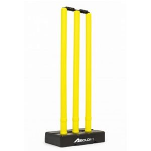 Boldfit Cricket Stumps with Stand Cricket Kit Plastic Wickets for Cricket Standard Wickets for Cricket Ground, Match, Tournament Stump with Stand & Bails-Plastic Wickets Set
