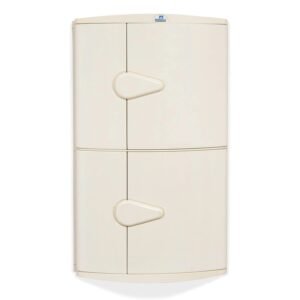 Nilkamal GEMM Bathroom Corner Cabinet|3-Year Warranty|Modern & Stylish|Space-Saving Storage|Wall Mounted Plastic Bathroom Cabinet with 2 Doors & Shelves|Bathroom Accessories|Durable|Ivory