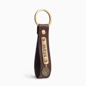 The Messy Corner Personalized Vegan Premium Leather Keychain | For Men, Women & Kids | Customizable keychain featuring a charm and name tag | Durable and enduring unisex present with metal ring