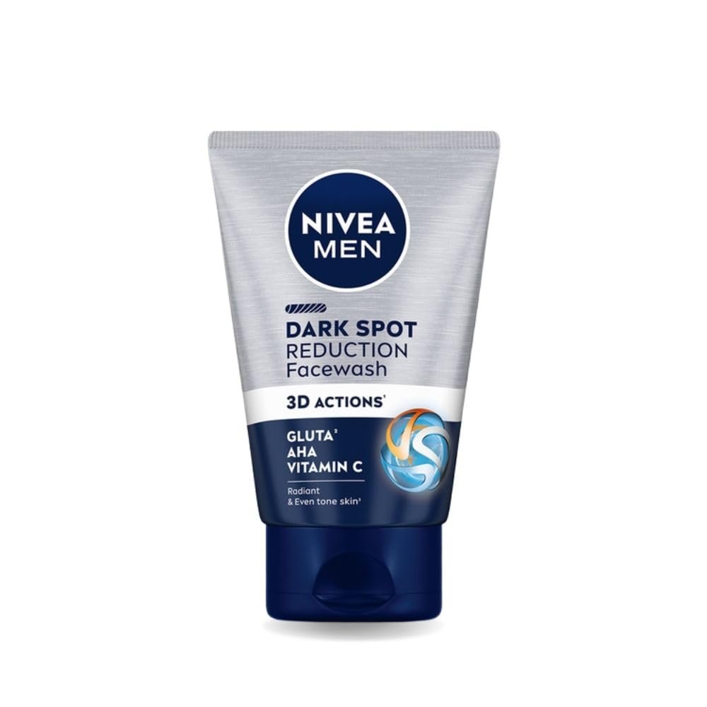 NIVEA MEN Dark Spot Reduction Face Wash | Gluta, AHA, Vitamin C | Helps Reduce the Appearance of Tan | Dark Spot Reduction for Radiant and Even Tone Skin | 100g