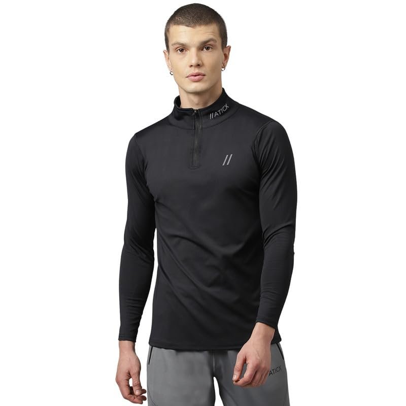 ATICX Polyester Full Sleeve Compression High Turtle Neck Sports Jersey T Shirt for Men – Quick Dry Fit Gym Workout Top for Running, Swimming, Training, Cycling, Football, Badminton