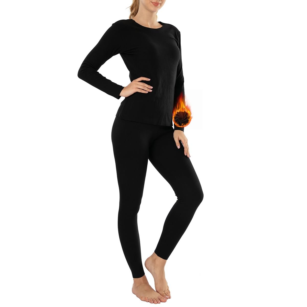 MANCYFIT Thermal Underwear for Women Long Johns Set Fleece Lined Ultra Soft