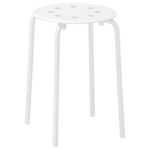 Ikea Steel – Marius Stool Stackable – ( White ), 46 cm, 5 cm