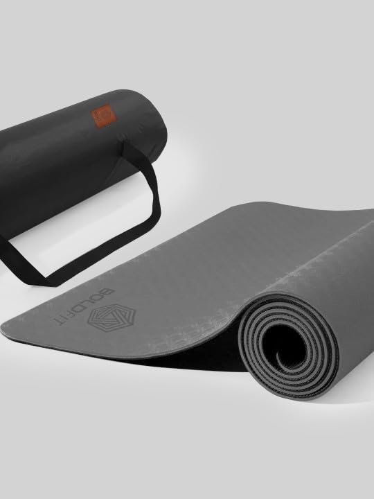 Boldfit Yoga Mat for Women and Men TPE Material Extra Thick Exercis for Men for Workout, Yoga, Fitness, Exercise Mat Anti Slip Mat,6mm Gym Mat – Black Grey