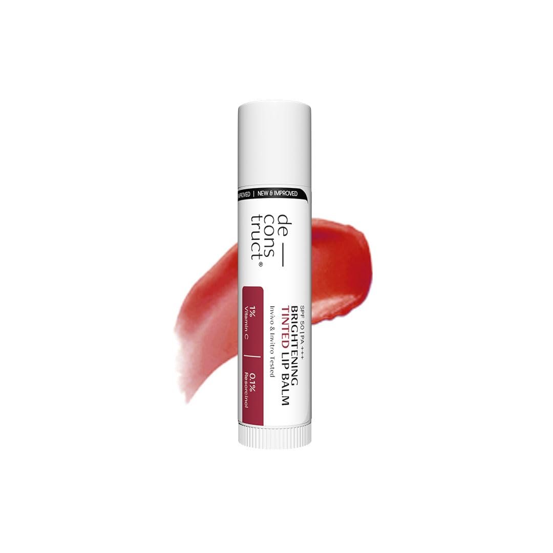 Deconstruct Brightening Tinted Lip balm for Dark Lips | SPF 50 | Brightens Dark Lips & Moisturizes | SPF 50 for Sun Damage & Discoloration | For Women & Men daily (Pack of 1)