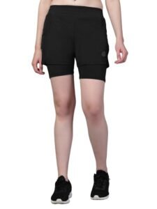 CHKOKKO Gym Shorts for Women Workout Sports Running Quick Dry Fit Double Layer Inner Compression with Pockets Breathable Lightweight Wear