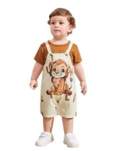INDHRANI CREATION Dungaree For Baby Boy and Baby Girl | Cotton Printed Kids Dress (Yellow)