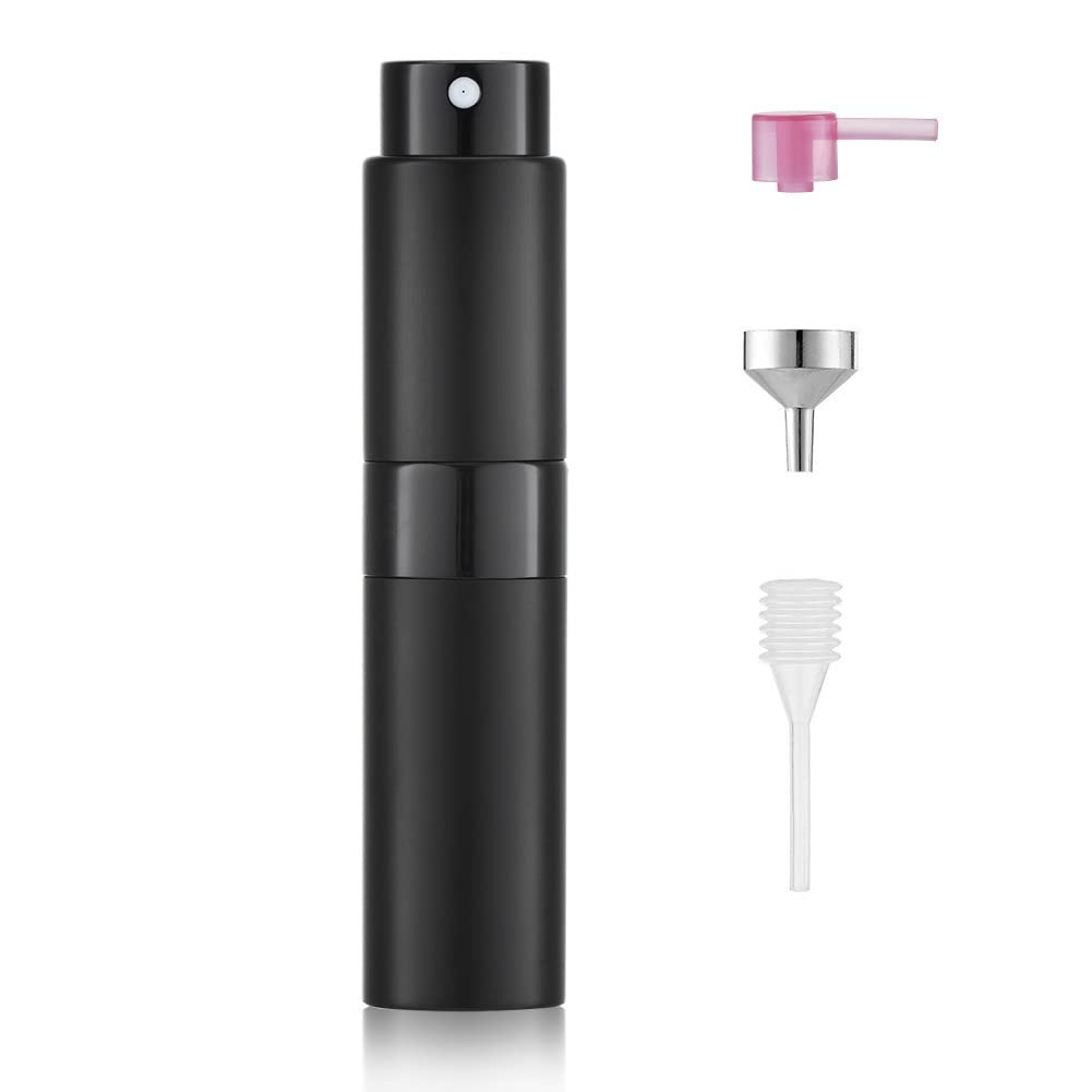 Toureal 10 ml Empty Refillable Bag Spray, Perfume Atomizer, Refill Spray Bottle, Travel Sprayer (Black)