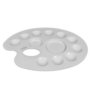 ZAHEPA Oval 12 Compartment Colour Palette for Painting, Watercolor Palette for Artists & Kids, Plastic Paint Mixing Tray, Acrylic & Poster Colour Palettes, Art & Craft Painting Accessory