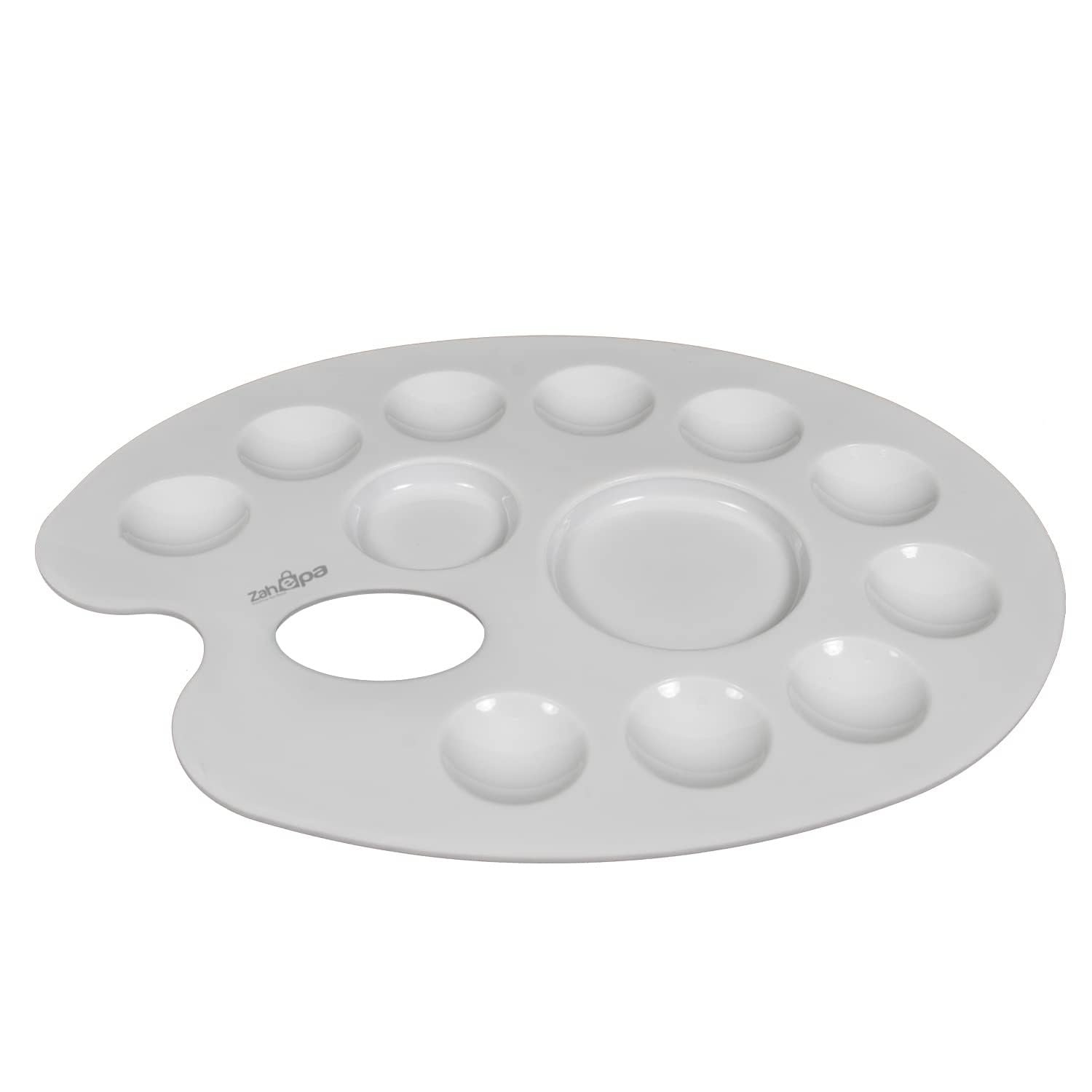 ZAHEPA Oval 12 Compartment Colour Palette for Painting, Watercolor Palette for Artists & Kids, Plastic Paint Mixing Tray, Acrylic & Poster Colour Palettes, Art & Craft Painting Accessory