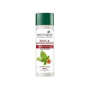 Biotique Basil and Sandalwood Refreshing Body Powder | Helps Absorb Excess Moisture & Sweat | Gentle, Soothing Formula Suitable for All Skin Types | Ideal for Daily Use | 150g