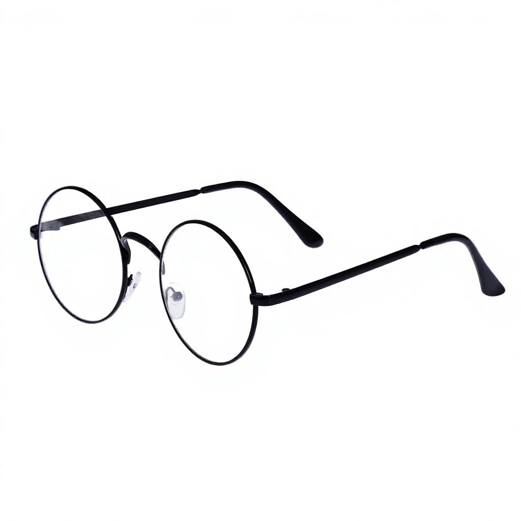 Lovef Large Oversized Metal Frame Clear Lens Round Circle Vintage Eye Glasses 5.4 * 2inch