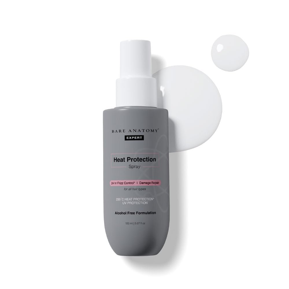 Bare Anatomy Heat Protection Spray Serum| Controls Frizz for up to 24 Hrs | Vitamin E, Pea Protein & Veg Keratin Enriched | Paraben Free | For Women & Men | Vegan |230 °C Heat Protection 150 ml