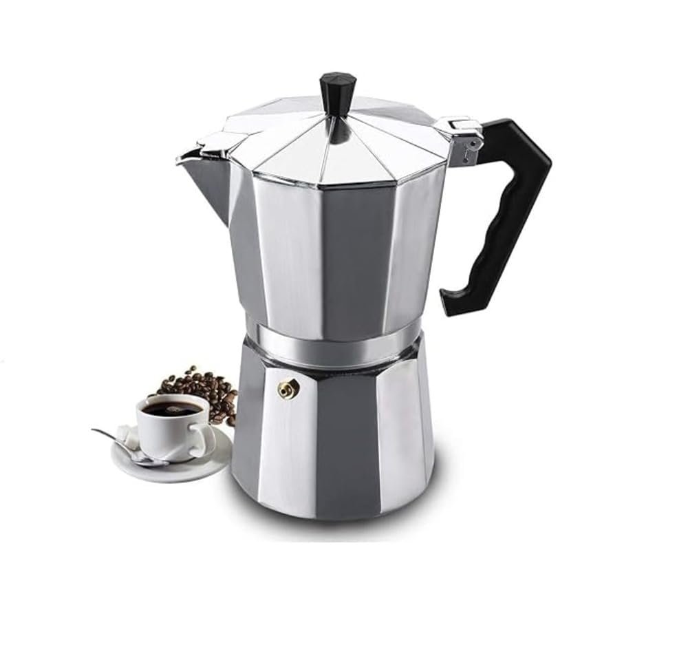 3D CREATIONS 2 Cup (100ml) Moka Pot Coffee Maker – Premium Aluminum Stovetop Espresso Percolator, Italian Style Manual Coffee Brewer for Home, Office & Travel