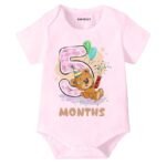 Knitroot Monthly Birthday Teddy Special, Newborn Baby Half Sleeve Unisex Romper, Onesies, Sleepsuit, Body Suit, Envelope Neck, 1 to 12 Months Print, 0-12 Months, Infant Cloth for Boys & Girls