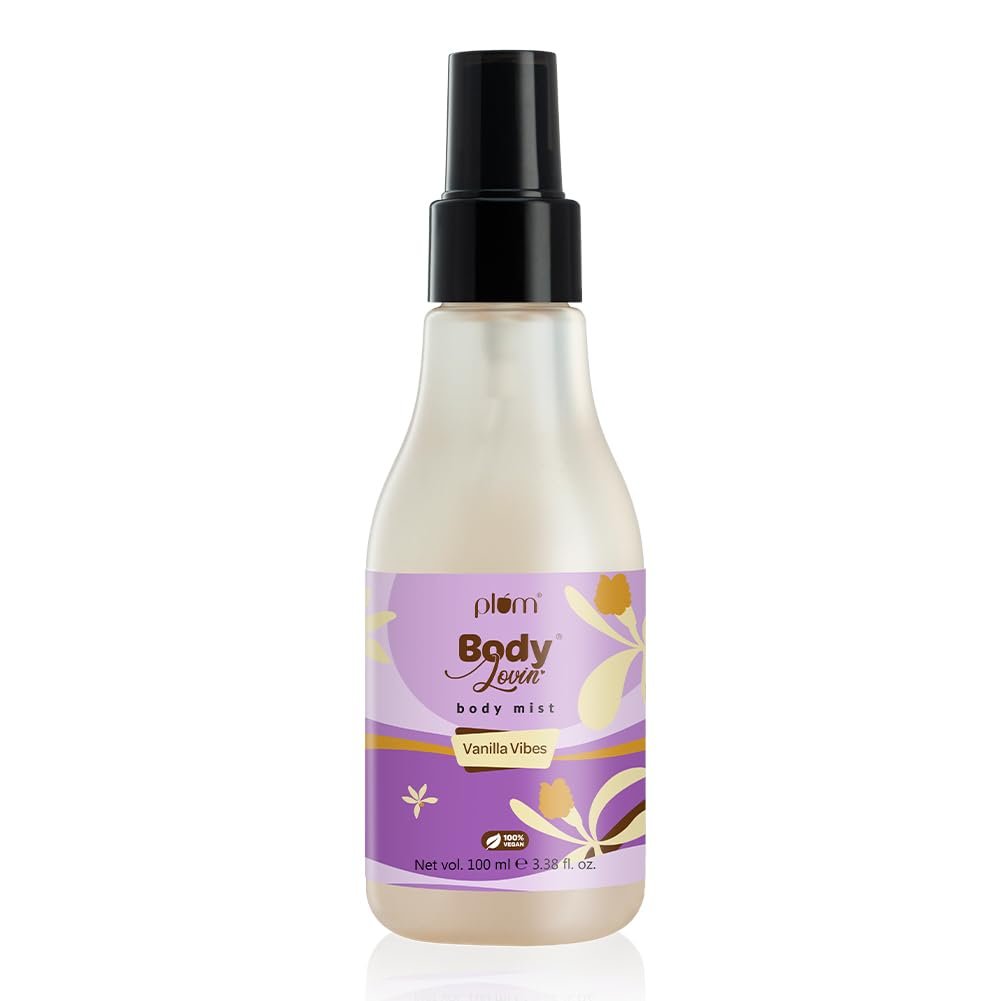Plum Bodylovin’ Vanilla Vibes Body Mist for Women | Long Lasting Vanilla Fragrance with Warm & Cozy Vanila Scent | High on Fun | Travel Friendly Perfume Body Spray – 100ml
