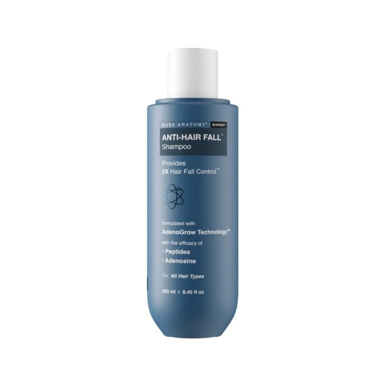 Bare Anatomy Anti-Hair Fall Shampoo | Provides 5x Hair Fall Control | pH 4.6 | Adenosine & Peptides | Strengthens Weak Roots & Reduces Breakage | Sulphate & Paraben Free | Unisex | 250ml