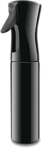 (Black, 300ml) Refillable Empty Mist Water Spray Bottle for Taming Hair in Morning, Hairstyling, Plants, Pets (Black, 300ml)