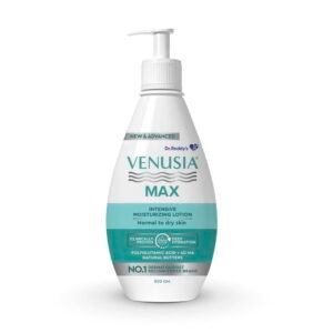 Dr. Reddy’s Venusia Max Intensive Moisturizing Lotion | Enriched with 4D Hyaluronic Acid & Polyglutamic Acid | Clinically Proven Deep Penetration for Long lasting hydration | For Face & Body | Moisture Lock with Shea, Cocoa, Mango, and Aloe Butter |No.1 Dermatologist Recommended Brand | Normal to Dry Skin | 500 g