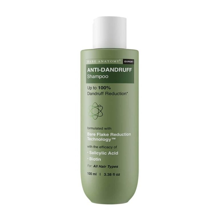 Bare Anatomy Anti-Dandruff Shampoo | Up To 100% Dandruff Reduction | ZPTO-Free | pH 5.3 | Salicylic Acid, Piroctone Olamine & Biotin | Non-Drying Formula | For Strong, Smooth Hair | Unisex | 100 ml