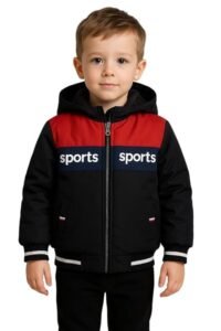 Krystle Boys Winter Jacket Hooded Full Sleeve Zipper Jacket Warm Puffer Outerwear for Kids Casual Wear (Red,Multisize)