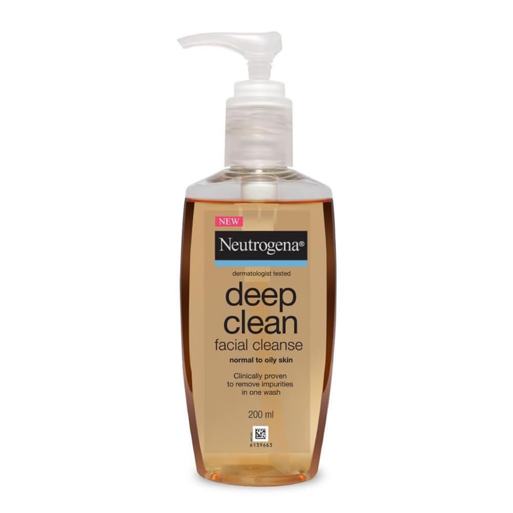 Neutrogena Deep Clean Gentle Facial Cleanser | Glycerin & Salicylic Acid | Alcohol-Free | Dermatologist Tested | Normal to Oily Skin |Cleanses Pores Effectively & Deeply | For Men and Women | 200 ml