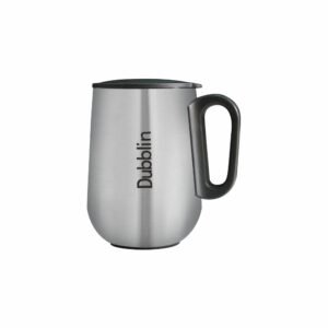 DUBBLIN Rugby Stainless Steel Unbreakable Tea Coffee Mug Double Wall with Handle and Lid, Wide Mouth Mug Keeps Beverages Hot & Cold 270 ML Silver