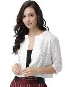 Style Quotient Women Nude Self Design Floral lace Regular Open Front Shrug