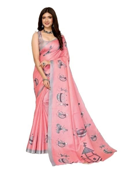 Yashika Womens Elegant Printed Art Silk Saree with Matching Blouse Material – Perfect for Festive and Special Occasions, Exquisite Design and Vibrant Colors