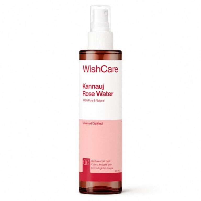WishCare 100% Pure & Natural Rose Water For Face, Skin & Hair – Rose Water Toner for Glowing Skin – Free from Paraben & Alcohol 200ml