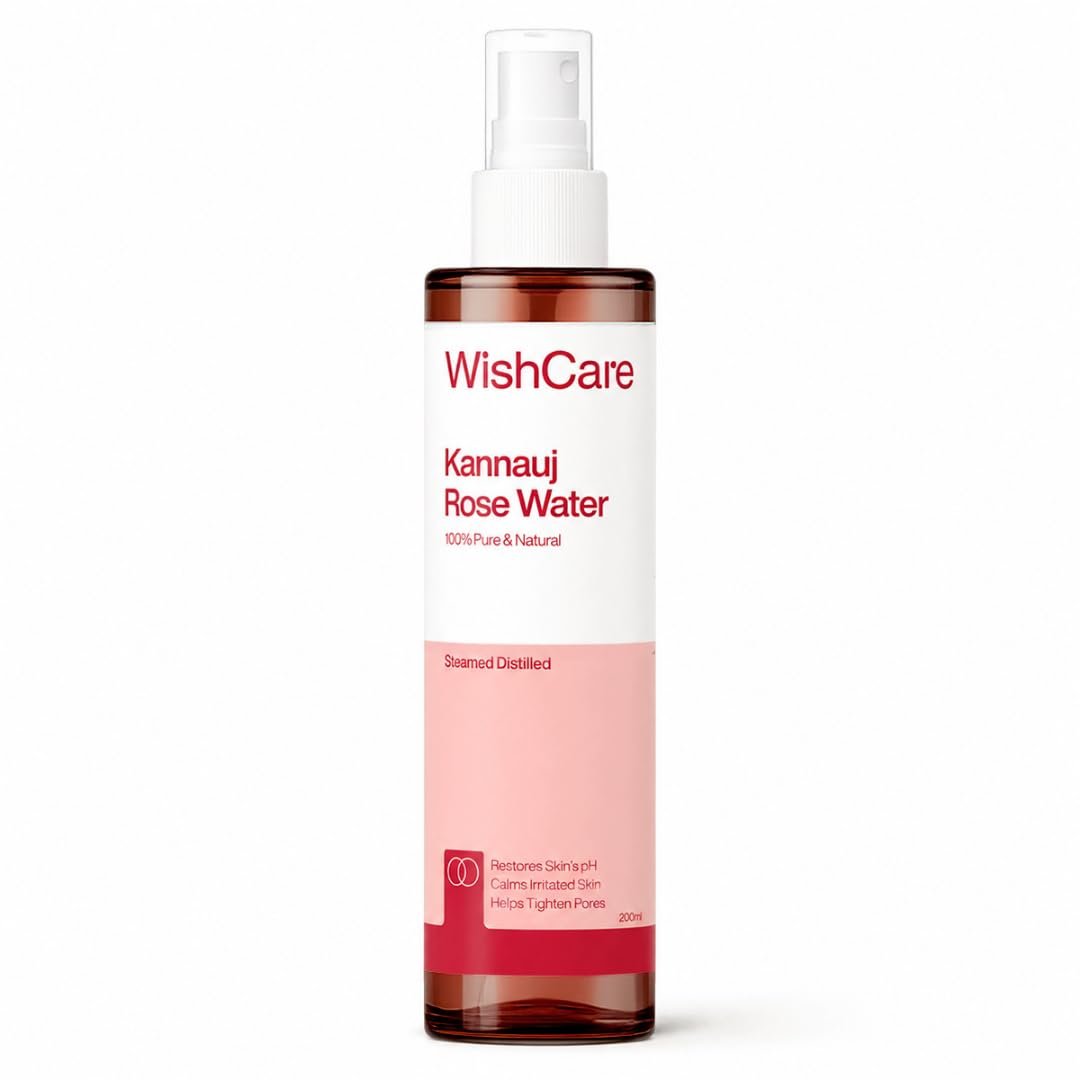WishCare 100% Pure & Natural Rose Water For Face, Skin & Hair – Rose Water Toner for Glowing Skin – Free from Paraben & Alcohol 200ml