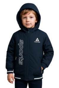 Krystle Kids Woolen Winter Jacket for Boys – Warm Hooded Coat with Zip Closure (Blue,Multisize)