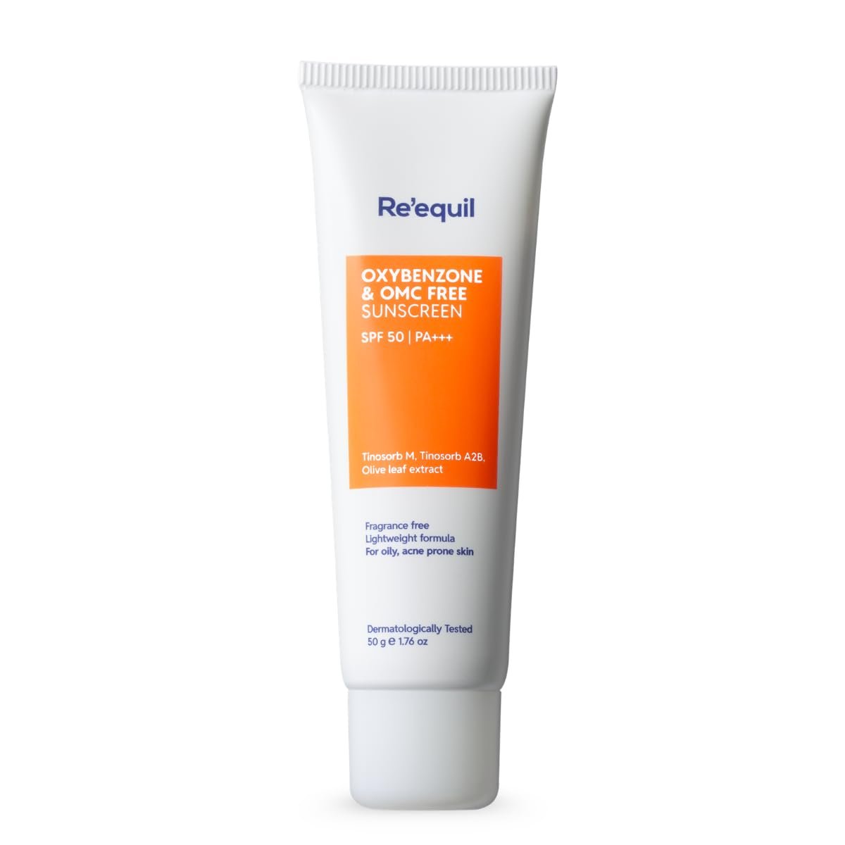 RE’ EQUIL Oxybenzone and OMC Free Sunscreen For Oily, Sensitive & Acne Prone Skin | Prevents Acne Breakouts | No White Cast | SPF 50 PA+++ | 50g