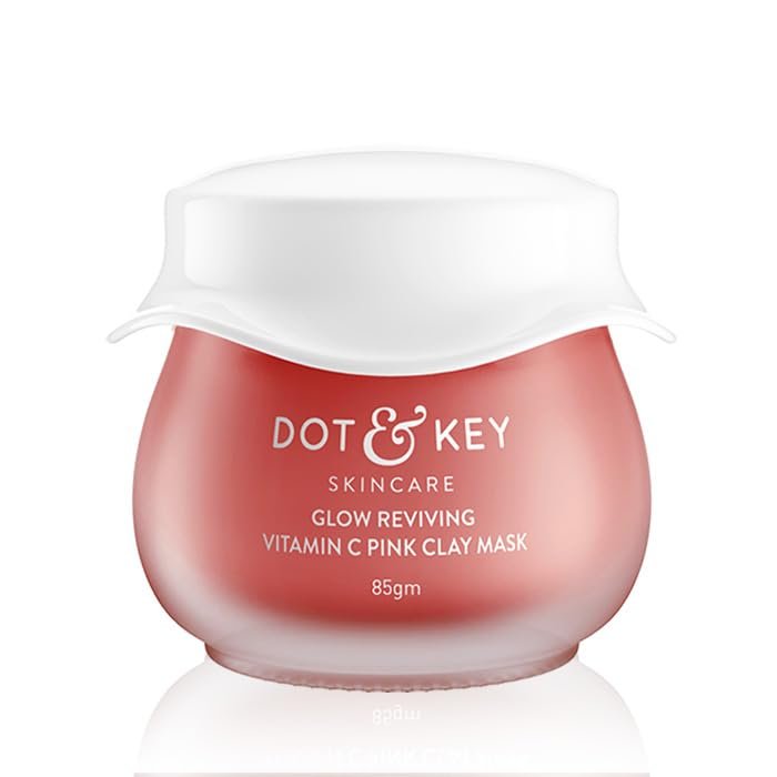 Dot & Key Glow Reviving Vitamin C Pink Clay Mask | Face Mask for Glowing Skin | Fades Pigmentation | Hydrates & Plumps Skin | For All Skin Types | For Women & Men | 85g