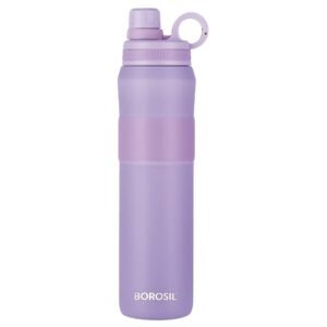 Borosil Hydra Thirst Burst Lavender 800 ml Stainless Steel Water Bottle | Double Wall Vacuum Insulated Flask | 12 Hours Hot & Cold | Ideal for Personal & Corporate Gifting | 1 Year Warranty