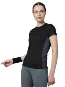 CHKOKKO Gym Tshirt for Women Workout Dry Fit t Shirt Sports Tshirt Lightweight Round Neck Breathable Half Sleeve Activewear Mesh Running Yoga Tops for Woman