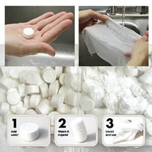Royals Magic Tablet Coin Tissue (100) Travel Facial Towel Water Wet Wipe Washcloth Napkin Moistened Tissues Magic Coin Tissue Napkin Paper