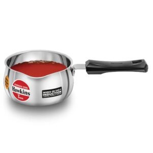 Hawkins 1 Litre Tpan, Stainless Steel Tea Pan, Induction Sauce Pan, Chai Pan, Small Pan, Silver (SST10)