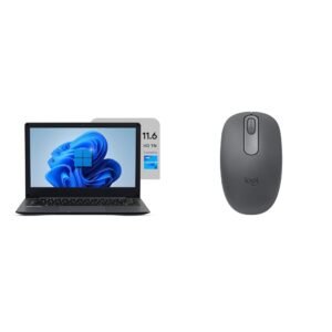 EBook 11.6″ HD Laptop | Best Student & Office Work Laptop | Celeron N4020 | 4GB DDR4 | 128GB eMMC + M.2 SSD Expandable Slot | Win 11 Home |31Wh Battery | UHD Graphics 600 + Logitech M196 BT Mouse