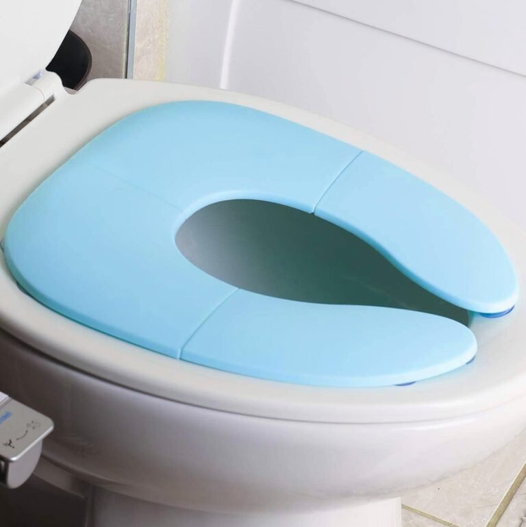 INOVERA Portable Folding Baby Toilet Seat – Kids Potty Training Seats for 0.5 to 5 years Child Toddler – Fits All Western Toilets – Non-Slip Suction Cups – Includes Free Travel Bag (Sky Blue)