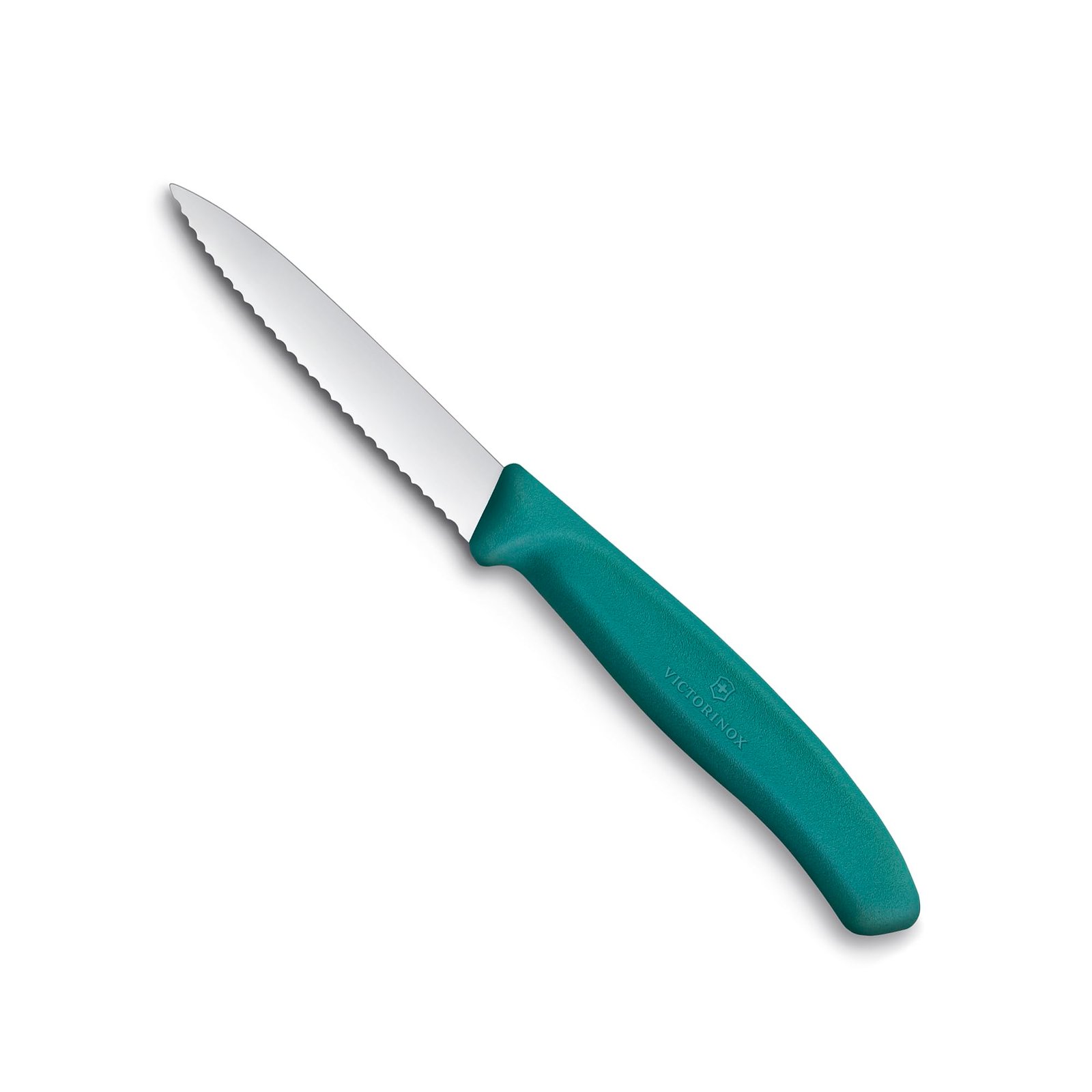 Victorinox Swiss Made, Stainless Steel Swiss Classic Paring Knife, 8 cm, Wavy Edge with Pointed Tip, Professional and Household Use, Kitchen Tools & Items, Green, 6.7634.C1 | Multipurpose Knife