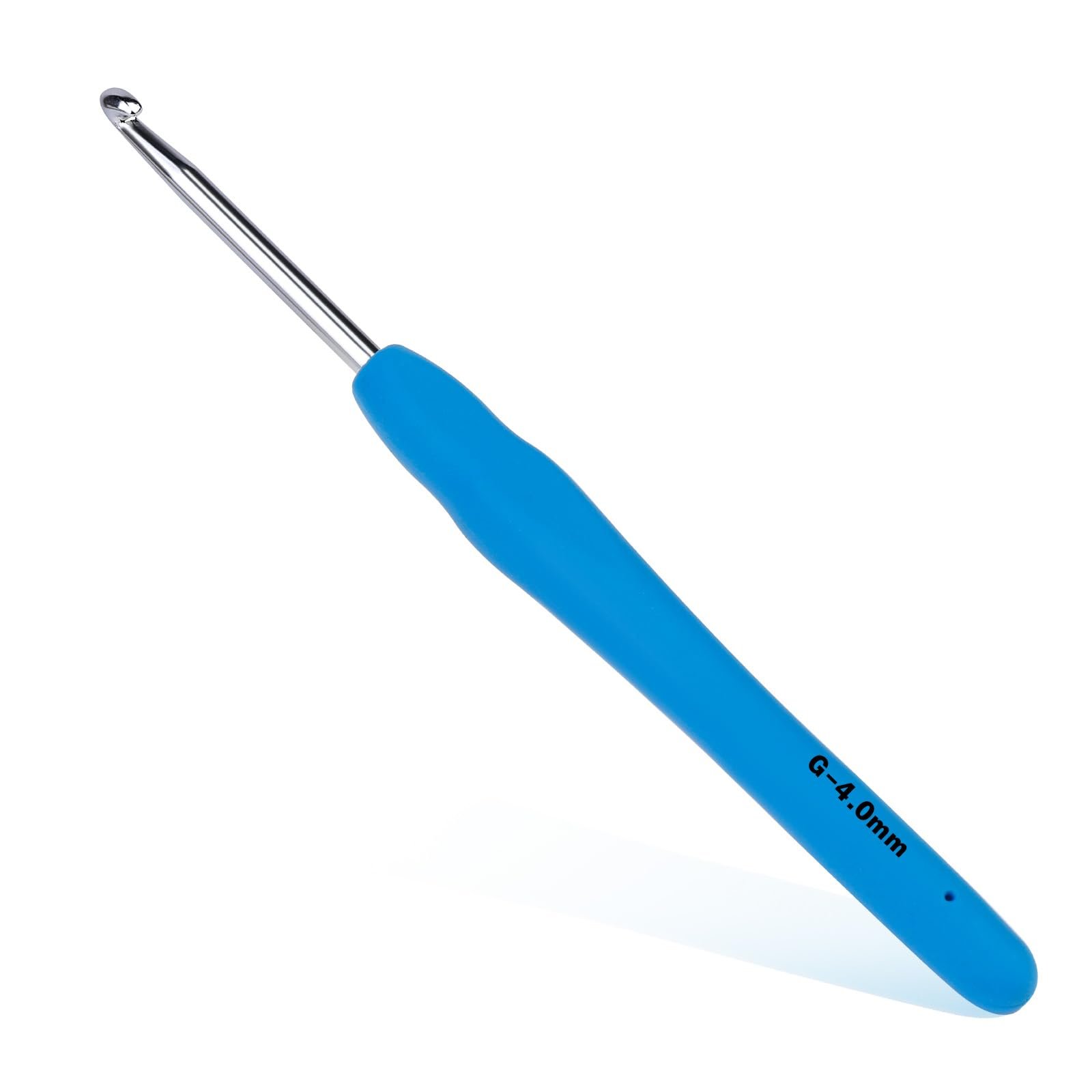 Crochet Hook, 4.0 mm Ergonomic Crochet Hook, Crochet Needles, Ergonomic Handle Crochet Hook, Knitting Needles with Soft Handle Beginners and Experienced Crochet Hobbyists (4.0 mm)